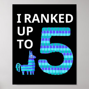 Affiche J'Ai Classé Jusqu'À 5 Jeu Vidéo Anniversaire Llama