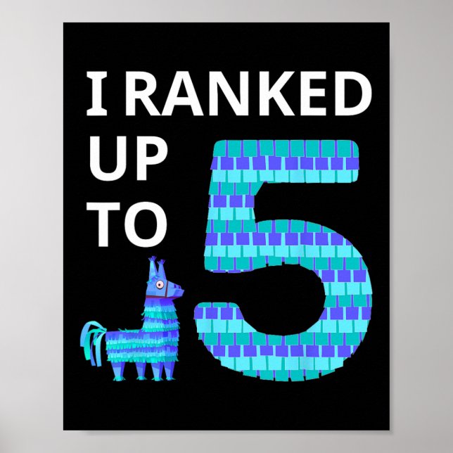 Affiche J'Ai Classé Jusqu'À 5 Jeu Vidéo Anniversaire Llama (Devant)