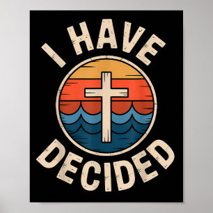 Affiche J'ai décidé Engagement de baptême chrétien rétro