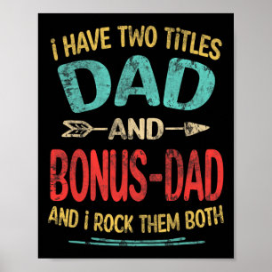 Affiche J'Ai Deux Titres Papa Et Bonus-papa Drôle Père &#