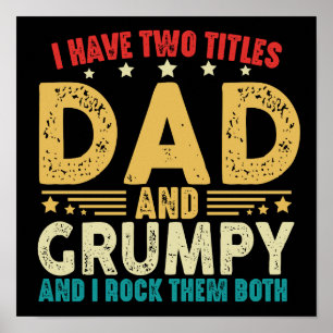 Affiche J'Ai Deux Titres Papa Et Grumpy Fête des pères