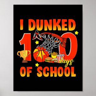 Affiche J'Ai Fait 100 Jours De Basketball Scolaire Garçons