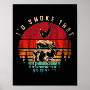 Affiche J'Ai Fumé Drôle Viande Fumée Barbecue Chef