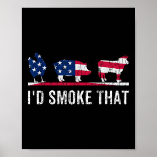 Affiche J'Ai Fumé Que Barbeque Grillé Barbecue Viande Amou