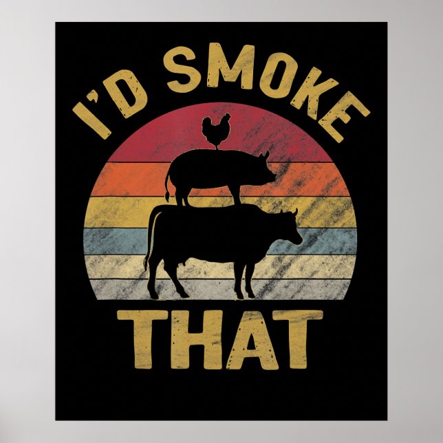 Affiche J'Ai Fumé Que BBQ Viande Fumeur Grill Cadeau (Devant)