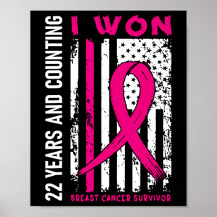 Affiche J'ai gagné le cancer du sein survivant 22 ans Anni