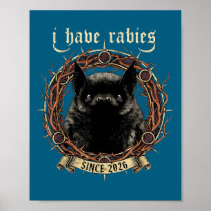 Affiche J'ai la Rage Gothique Chauve-Souris Humour Sombre