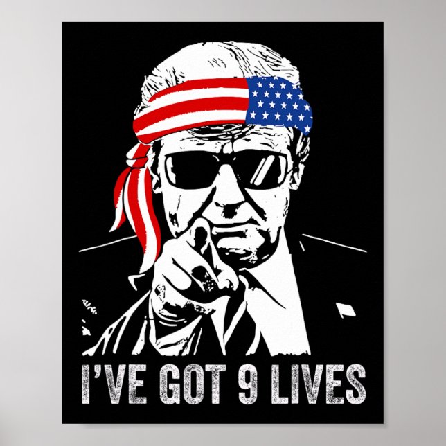 Affiche J'ai neuf vies - Trump 2024 drôle (Devant)