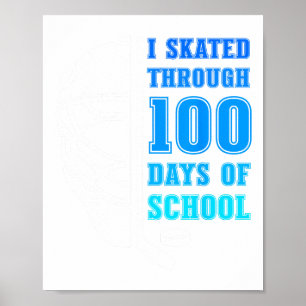 Affiche J'ai patiné à travers 100 jours d'école Hockey sur
