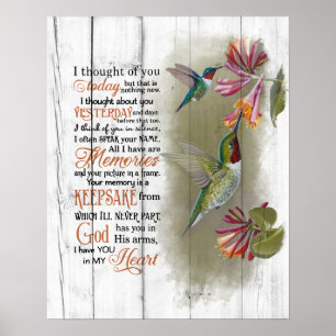 Affiche J'Ai Pensé À Vous Hummingbird Memorial