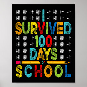 Affiche J'ai survécu 100 jours d'école 100e jour d'école 