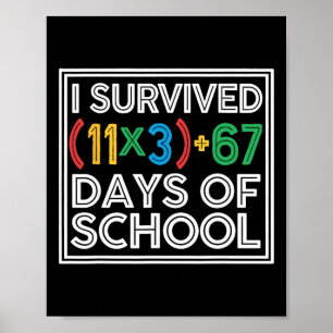 Affiche J'ai survécu 100 jours d'école Équation mathématiq