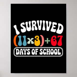 Affiche J'ai survécu 100 jours d'école groovy équation mat