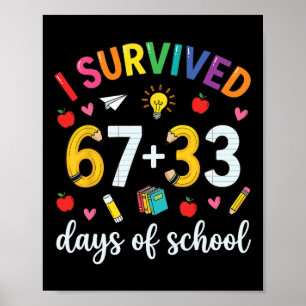 Affiche J'ai survécu 100 jours d'école Six Sept Mème Ensei