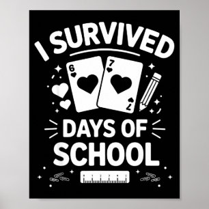 Affiche J'ai survécu 67 jours de cartes scolaires Enseigna