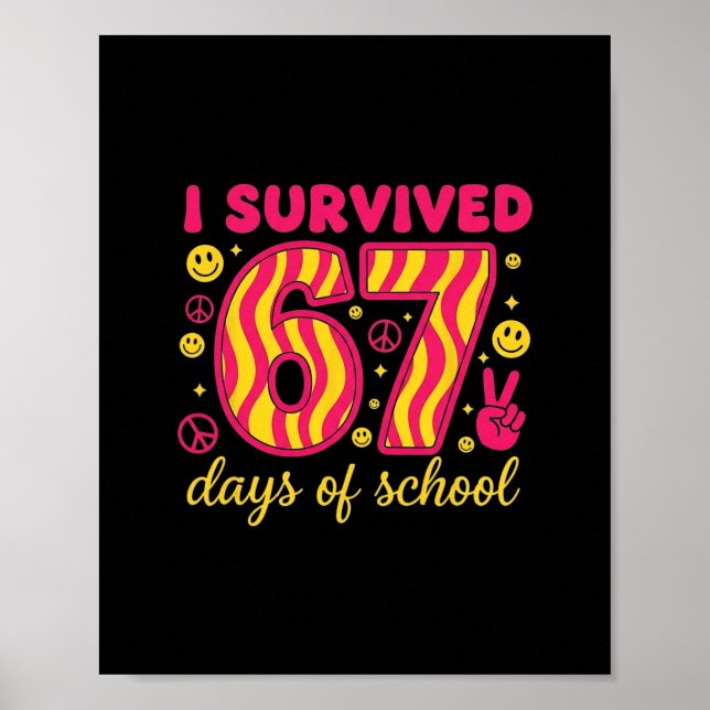 Affiche J'ai survécu 67 jours d'école 100 jours Brainrot S (Devant)