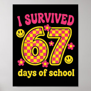 Affiche J'ai survécu 67 jours d'école 100 jours Brainrot S