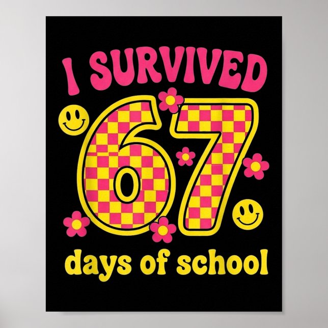 Affiche J'ai survécu 67 jours d'école 100 jours Brainrot S (Devant)