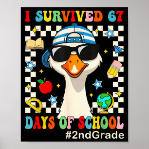 Affiche J'ai Survécu 67 Jours D'école Drôle D'oie Garçons