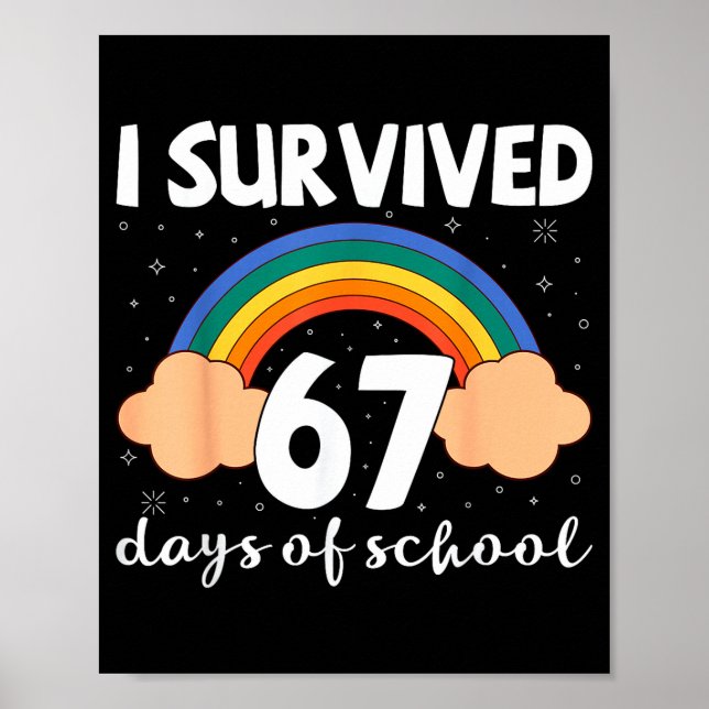 Affiche J'ai survécu 67 jours d'école drôle mème étudiant  (Devant)