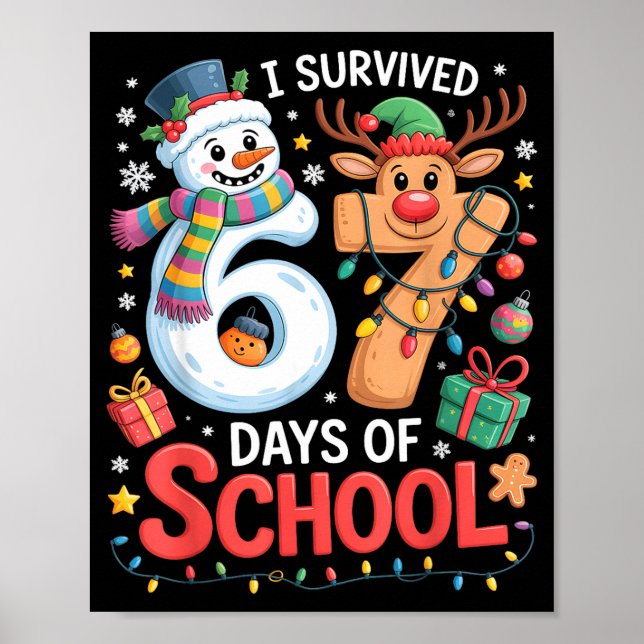 Affiche J'ai survécu 67 jours d'école drôle mème six sept  (Devant)