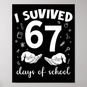 Affiche J'ai survécu 67 jours d'école Mème drôle Professeu