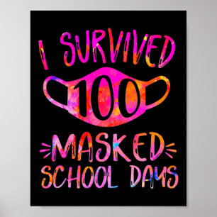Affiche J'ai survécu à 100 journées scolaires masquées Étu