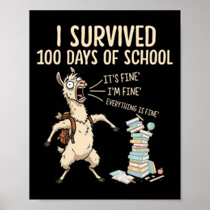 Affiche J'ai survécu à 100 jours d'école Professeur drôle