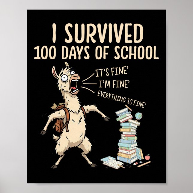Affiche J'ai survécu à 100 jours d'école Professeur drôle  (Devant)