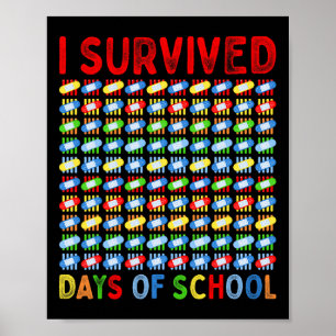 Affiche J'Ai Survécu À 100 Jours D'Enseignant Enfants Bynd