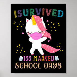 Affiche J'Ai Survécu À 100 Jours Scolaires Masqués Dabbing