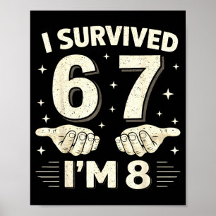 Affiche J'ai survécu à 6 7 8 garçons 8e anniversaire garço
