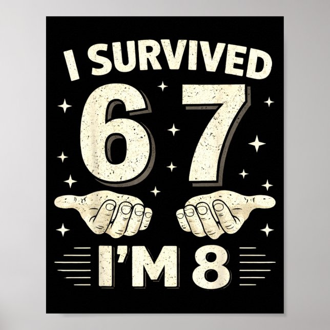 Affiche J'ai survécu à 6 7 8 garçons 8e anniversaire garço (Devant)