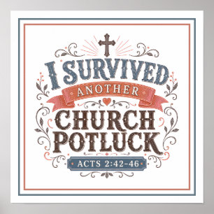 Affiche J'ai Survivécu à un autre Repas Partagé d'Église C