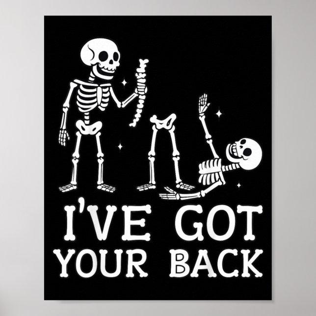 Affiche J'ai ton dos squelette drôle de look d'Halloween (Devant)