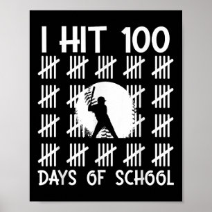 Affiche J'Ai Touché 100 Jours De Baseball Scolaire 100E Jo