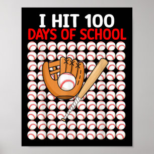 Affiche J'Ai Touché 100 Jours De Bat-Bat De Baseball Scola