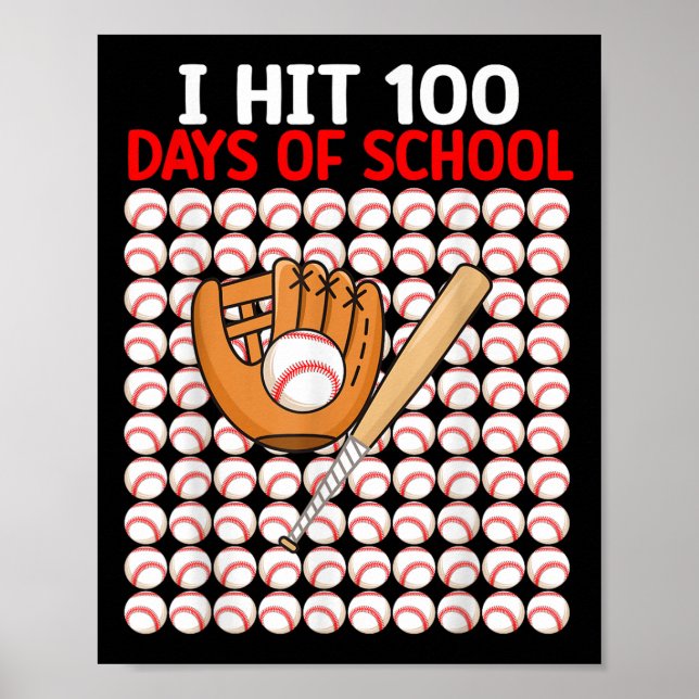 Affiche J'Ai Touché 100 Jours De Bat-Bat De Baseball Scola (Devant)