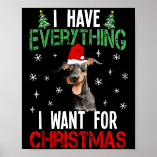 Affiche J'Ai Tout Ce Que Je Veux Pour Noël Doberman Xm