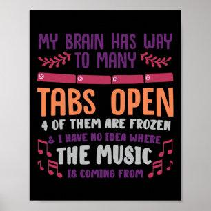 Affiche J'Ai Trop D'Onglets Ouvert Ou Santé Mentale O Adhd