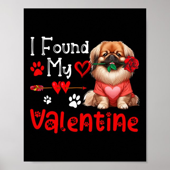Affiche J'ai trouvé mon Pékinois de la Saint-Valentin avec (Devant)