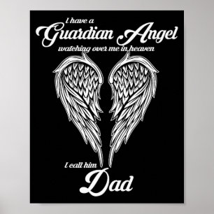 Affiche J'ai un ange gardien au ciel que j'appelle papa S