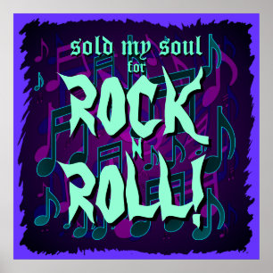 Affiche J'ai vendu mon âme pour le Rock N Roll Violet Vert