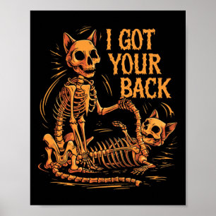 Affiche J'Ai Votre Ck Drôle Halloween Chat Skeleton Skelet