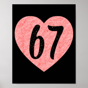Affiche J'aime 67 Drôle Je Cœur 67 Anniversaire Pour Homme