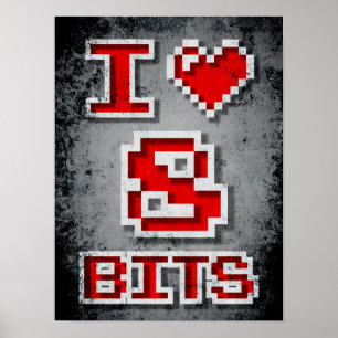 Affiche J'aime 8 bits