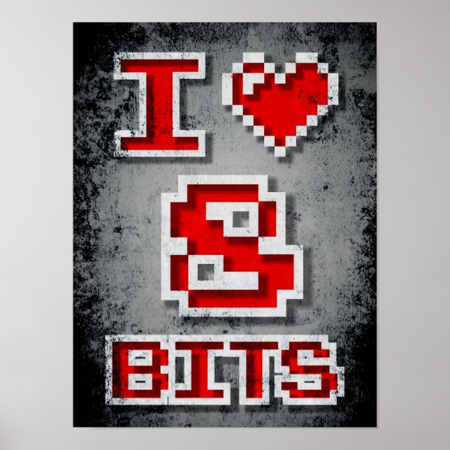 Affiche J'aime 8 bits (Devant)