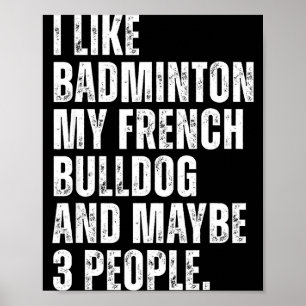 Affiche J'aime amateur de badminton propriétaire de bouled