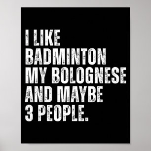 Affiche J'aime Amateur de Badminton Propriétaire de Chien 