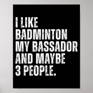 Affiche J'aime Amateur de Badminton Propriétaire de Chien